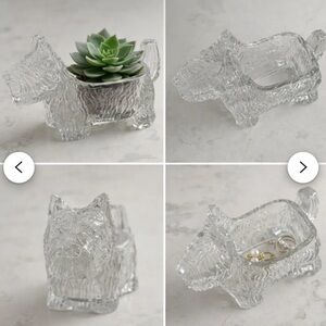 Vintage Clear Glass Scottie Dog Planter